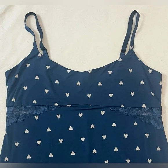 Victoria’s Secret Modal Lace Trim Sweetheart Blue Shibori Heart Slip Dress XXL - Picture 2 of 16